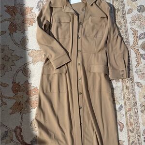 Long Tan Button-Up shirt dress